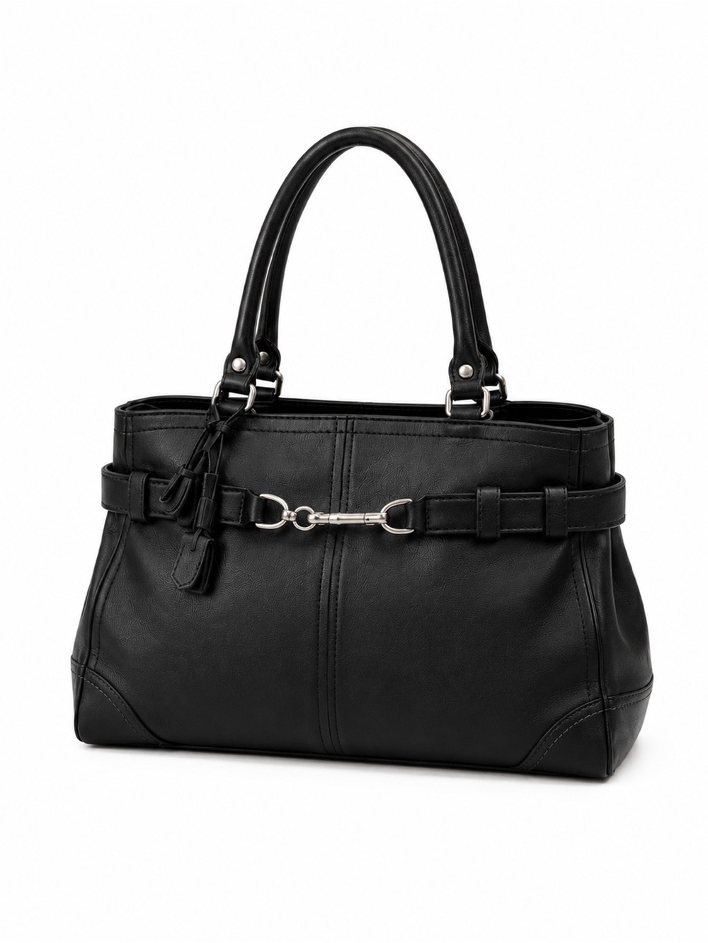 Coach Black Leather Shoulder Bag Buckle Classic Structured Luxury bag - Picture 2 of 10